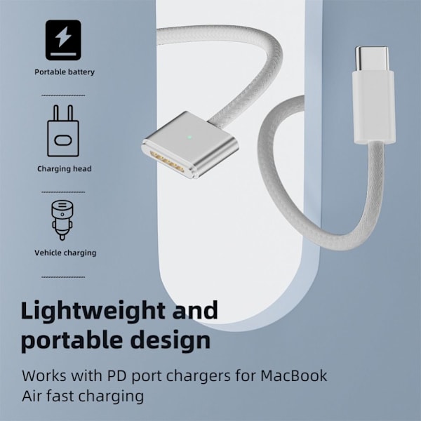 Laddarsladd USB Typ C Till Magsafe 3 Magnetisk 200cm