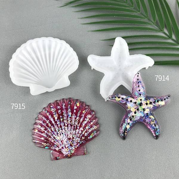 2 kpl 3D Starfish Shell molds Paperipainoinen silikoni