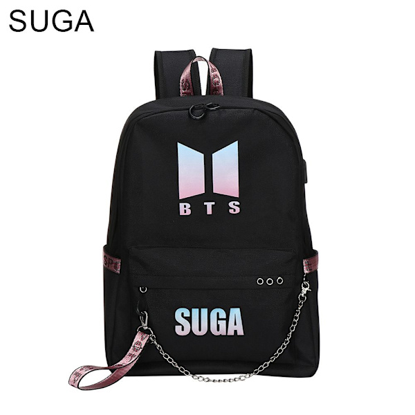 BTS BT21 Skolväska Kedja Ryggsäck Axelväskor SUGA