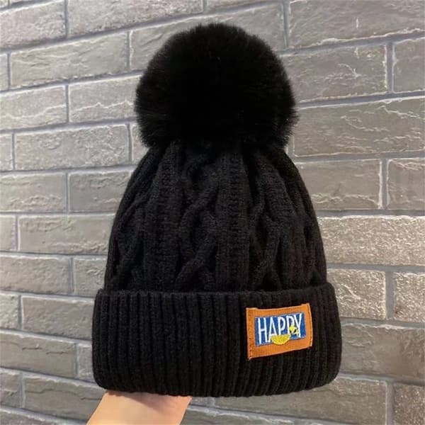 Vintermössa Stickad Mössa SVART black