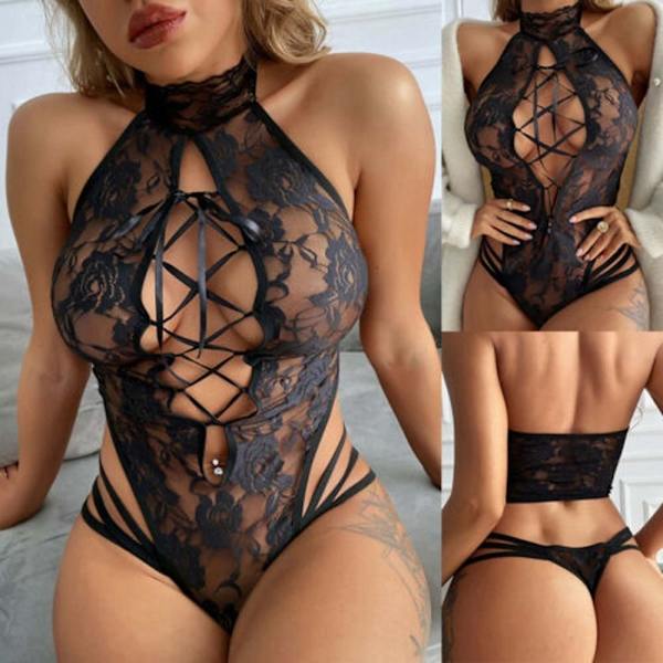 Halter Lingerie One Piece Bodysuit S S