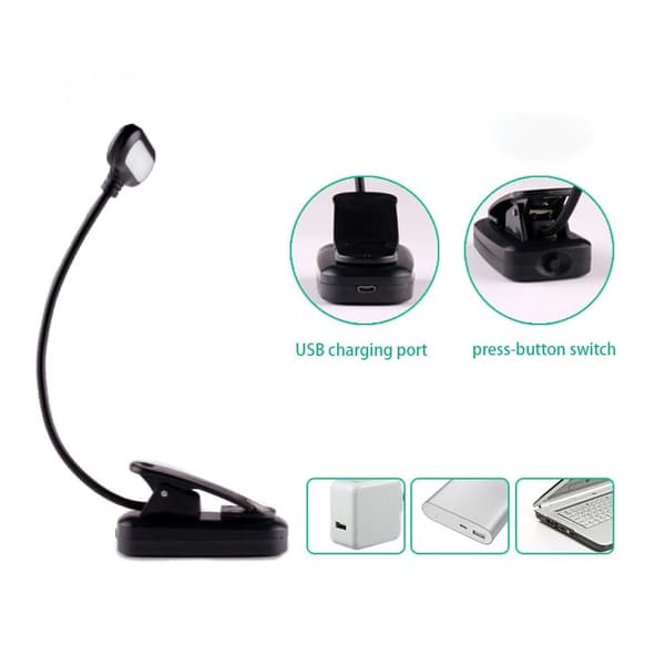 LED Book Light Clip On Lamp 2-BATTERI 2-BATTERY 2-Battery