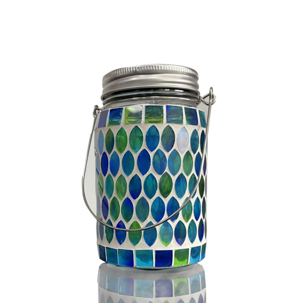 Mosaic Solar Lights Mason Jar Lamppu SININEN SYLINTERI Blue Cylinder-Cylinder