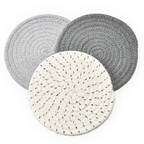 3 st Grytlappar Set Hot Pot Holders Set GRÅ Grey