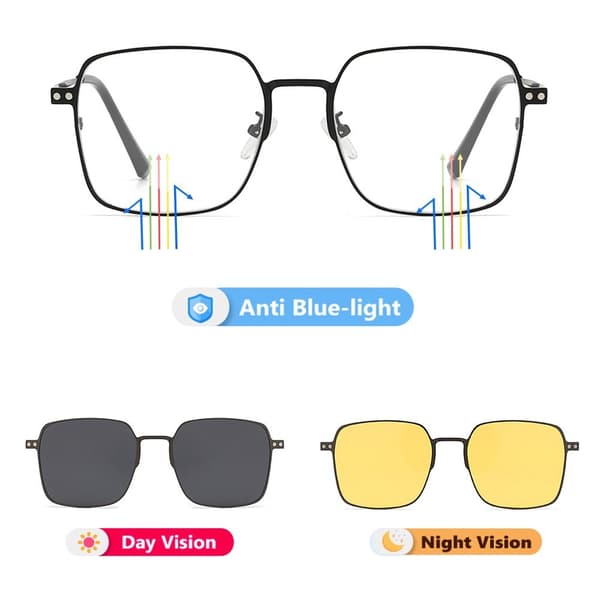 3 In 1 Glasses Anti Blue Light Lasit SILVER FRAME SILVER FRAME Silver frame