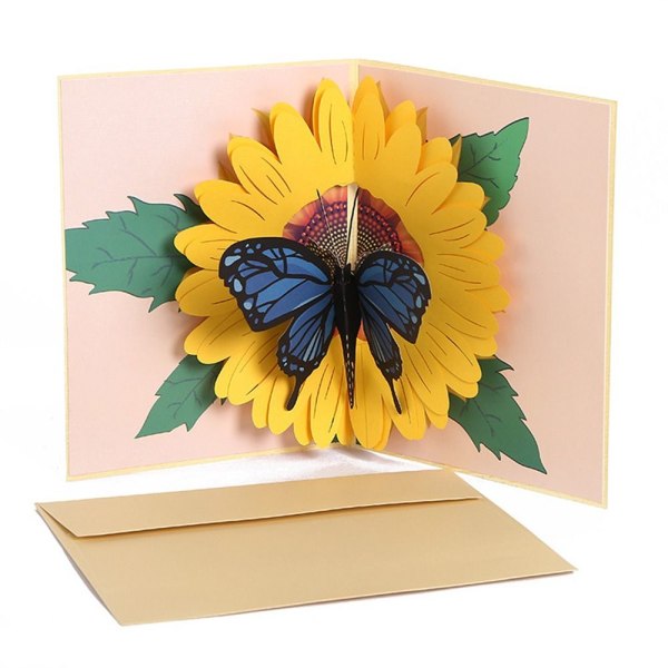 3D pop-up buket papir blomster hul sommerfugl