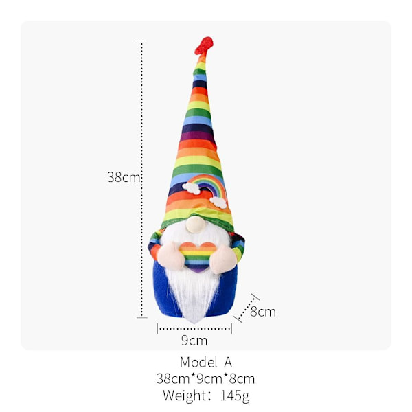 2 kpl Rainbow Faceless Doll Decoration Värikkäitä nukkekoristeita