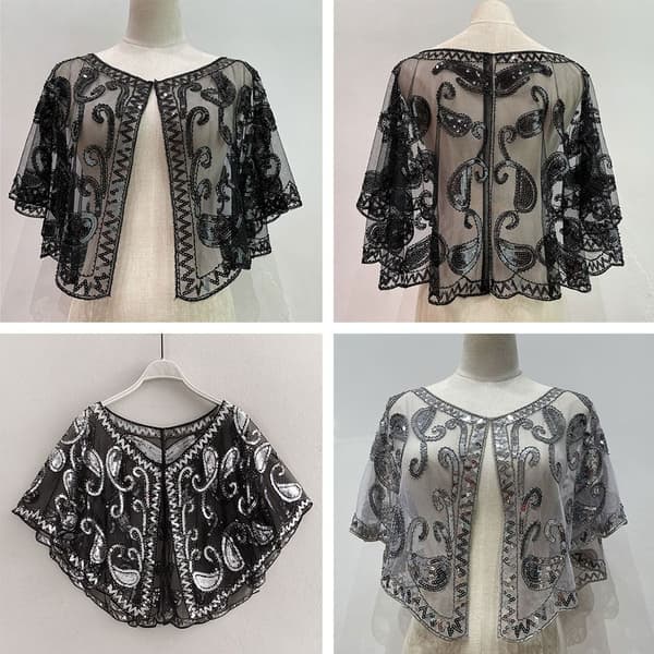 Dam Sjal Evening Prom Cape VIT&SILVER white&silver