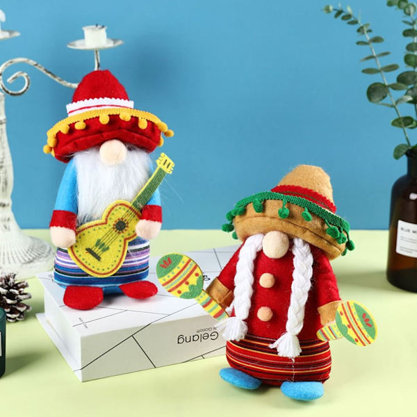 2 kpl Band Dwarf Doll Decoration Instrument Dwarf Decoration SET
