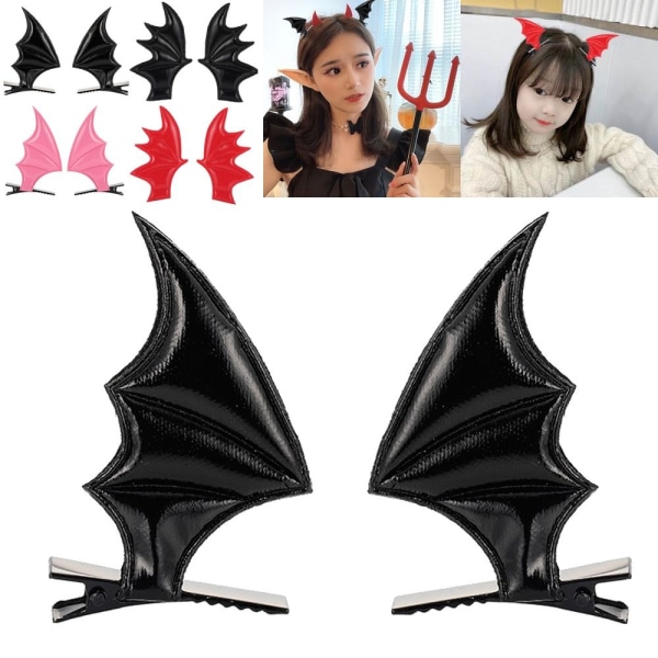 3 par Halloween hårnåler Devil Ears Pannebånd SVART 01 01 black 01-01