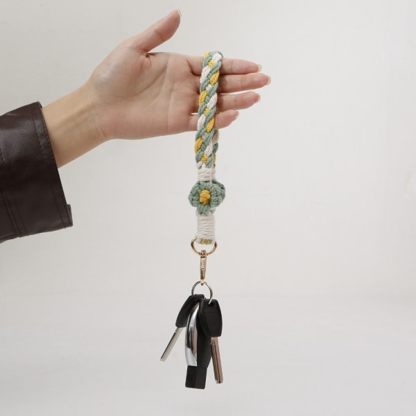 Wristlet Keychain Flower Macrame SININEN Blue