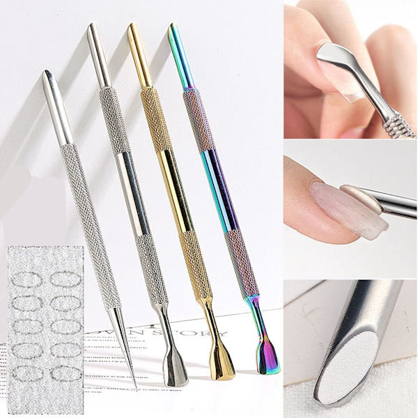 Horseshoe Nail Cuticle Pusher Självhäftande Sand Flake Multicolor-2pcs