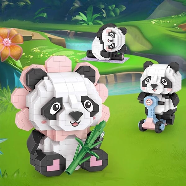 Panda byggeklodser, samlelegetøj til børn 2 2 2