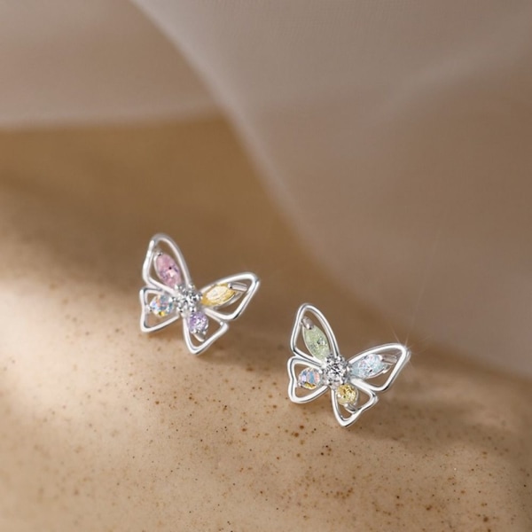 2stk Butterfly Krystalløredobber Butterflyøredobber Diamantører