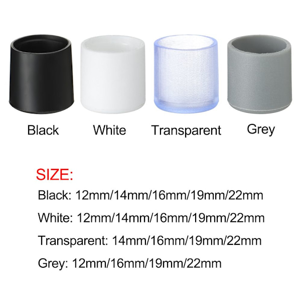 10st/ set Stolben Caps Möbelfötter TRANSPARENT 22MM Transparent 22mm