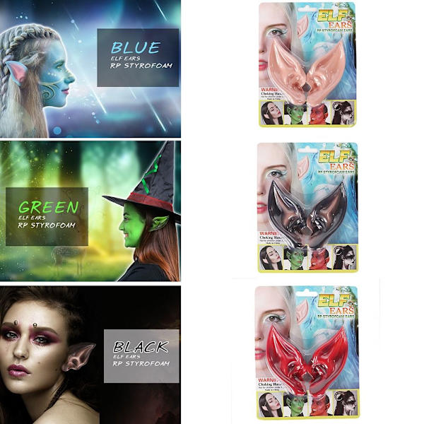 Halloween Latex Elföron Alvöron Rekvisita HUD HUD Skin