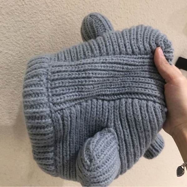 Pullover Knit Hat Lämmin Balaclava Hat MUSTA black