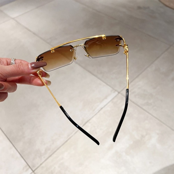 Innfatningsløse solbriller Gepard-dekor solbriller SVART SVART Black
