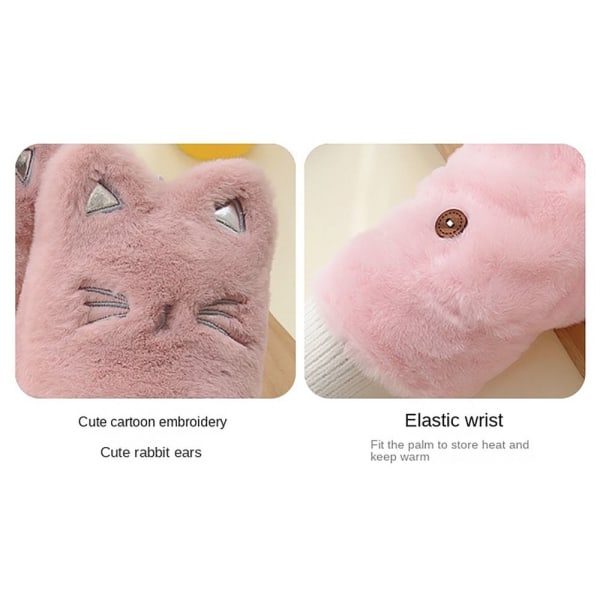 Cat Plys Handsker Søde Half Finger Handsker PINK PINK