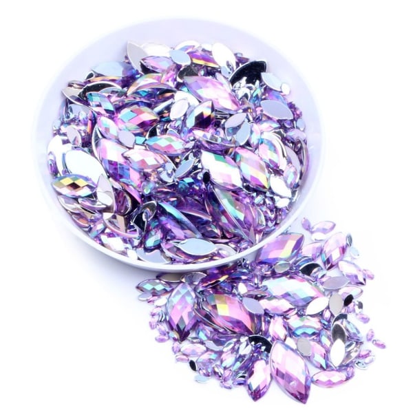 3x6 mm 1000 st Glitter Facetter Rhinestone Flatback Applique LILA purple