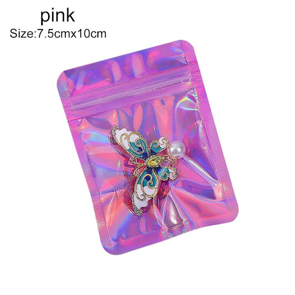 100 stk Selvforseglende poser Oppbevaringspose ROSA 7,5CMX10CM pink 7.5cmx10cm