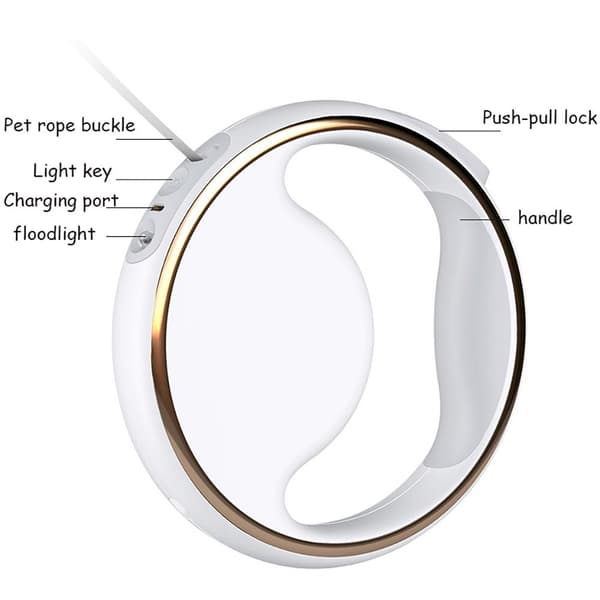Blyband Infällbart hundkoppel VIT WHITE