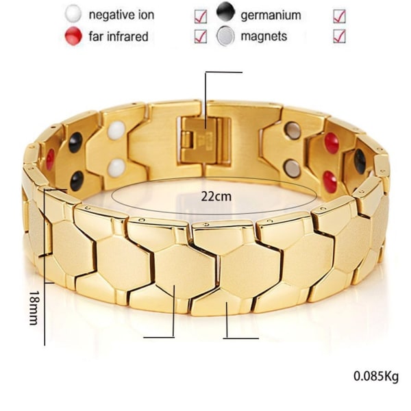 Magnetic Therapy Armband Avtagbar armring GULD&SILVER gold&silver