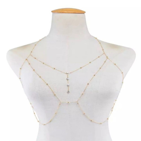 Body Chain jäljitelmä helmiriipus GOLD 1 1 Gold 1-1