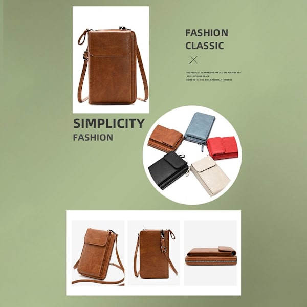Clutch Wallet Crossbody nahkalaukku RUSKEA Brown
