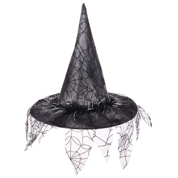 Halloween heksehatte med web slør SORT Black