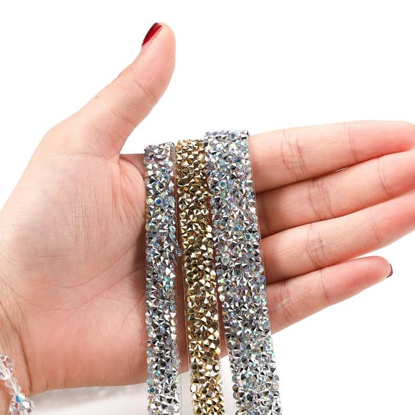Rhinestone Trim Crystal Tape GULD 10MM BREDD 10MM BREDD gold 10mm width-10mm width