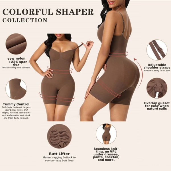 Bodysuit Shapewear Slankende Undertøj BRUN XL brown XL