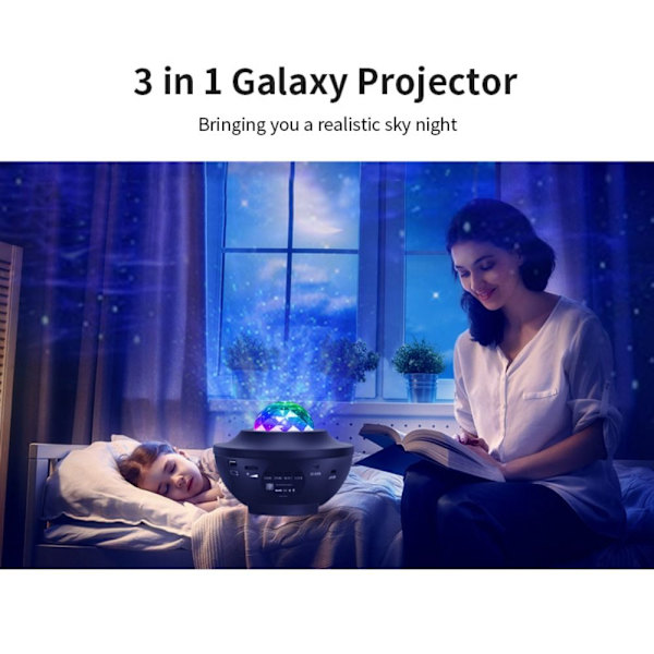 Stjernehimmel projektorlys Galaxy Star Natlampe Musiklampe