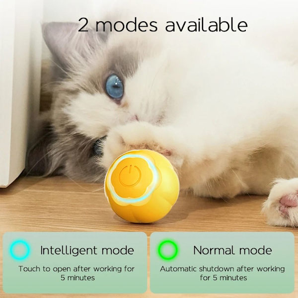 Smart Interactive Cat Ball Elektrisk kattleksak GUL Yellow