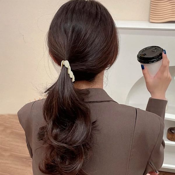 Sløjfe Ovale Bananclips Matte Hårklemmer KAFFE STIL 2 STIL 2 Coffee Style 2-Style 2