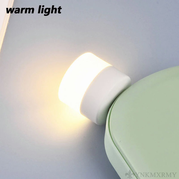 5-pack USB Bärbar LED Mini Nattlampa Liten Rund Lampa WARM WHITE