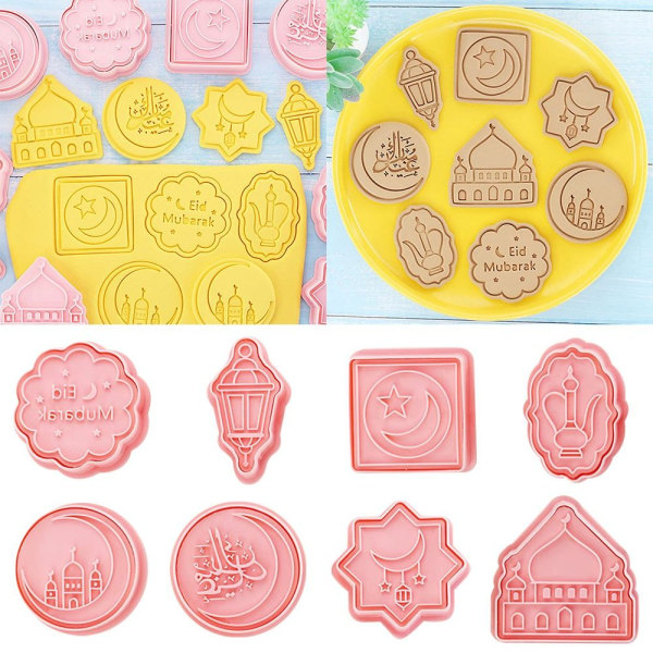 8 stk/sæt Eid Mubarak Kikseform Ramadan Mubarak Cookie Cutter