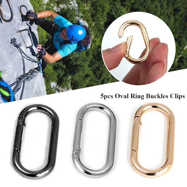 5st Fjäder Ovala Ringar Väska Bältesspännen GULD 48,3X25MM Gold 48.3x25mm