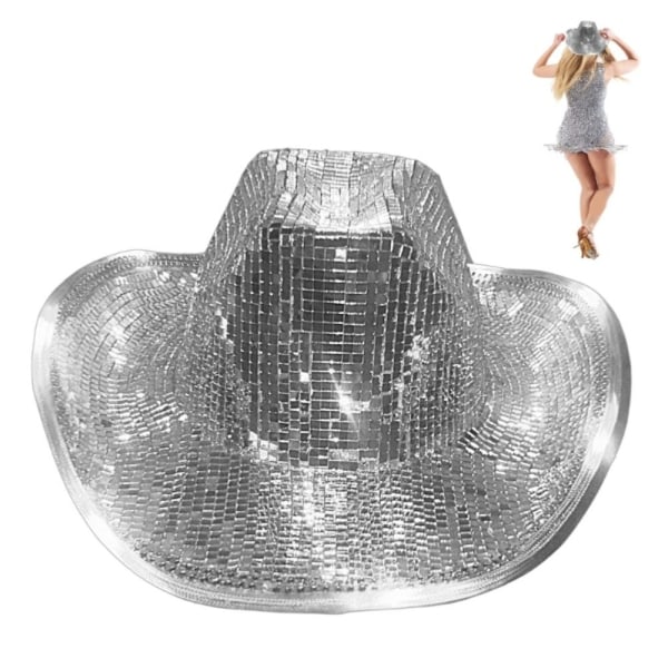 Mirror Disco Cowboy Hat Disco Ball Hat Glitter Disco Cap