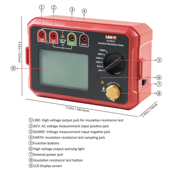 UT501C Isolationsmodstandstester digitalt megohmmeter