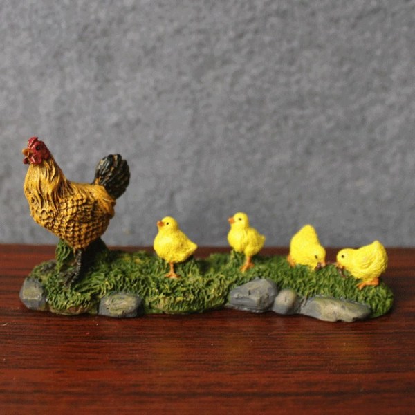Kylling Familie figurer Høne Kylling Modeller Micro Landscape