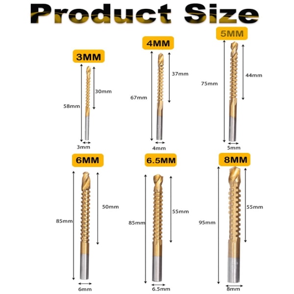 3-8mm Titanium HSS Borr HSS Twist Drill Bits Set Cutting
