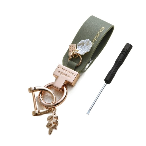 Leather Flower Car Key Chain Car Pendant GULL&GREEN Gold&green