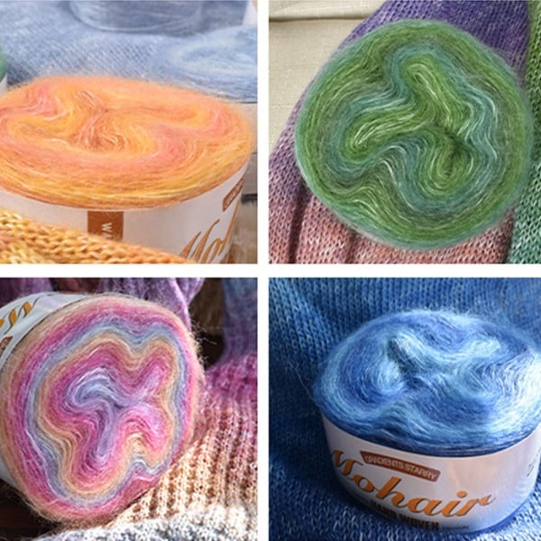 250M Rainbow Mohair Garn Gradient Farge Kakegarn 01 01 01
