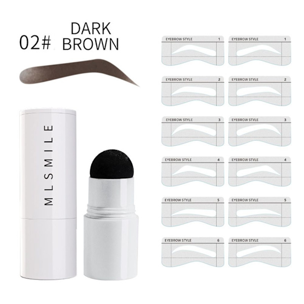 1 Set Perfekt En-stegs Ögonbrynsstämpel-kit dark brown