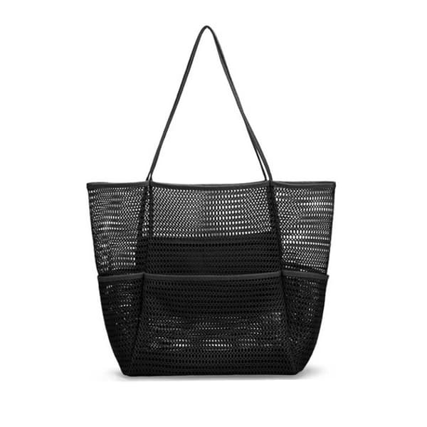 Mesh Beach Tote Bag Skulder Håndtasker SORT black