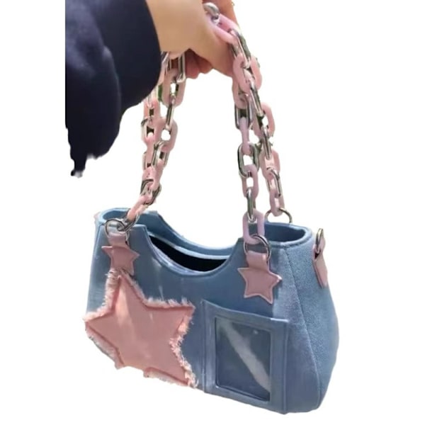 Denim Crossbody Taske Håndtasker LYSEBLÅ Light Blue