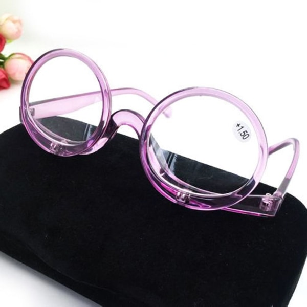 Roterende Makeup Læsebriller Foldebriller LILLA Purple Strength 3.50-Strength 3.50