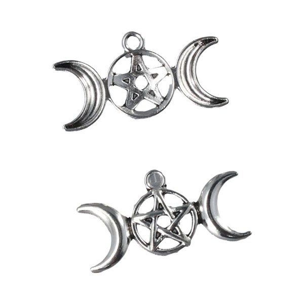 Moon Goddess Pendant Charms Pentagram Moon Charms Triple Moon