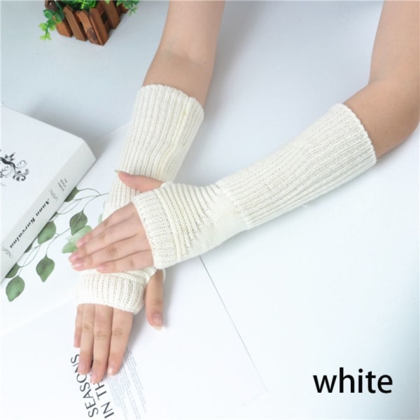 Fingerless Handskar False Sleeves VIT white